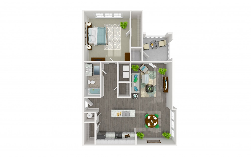 Solo Premium - 1 bedroom floorplan layout with 1 bath and 881 square feet. (2D)